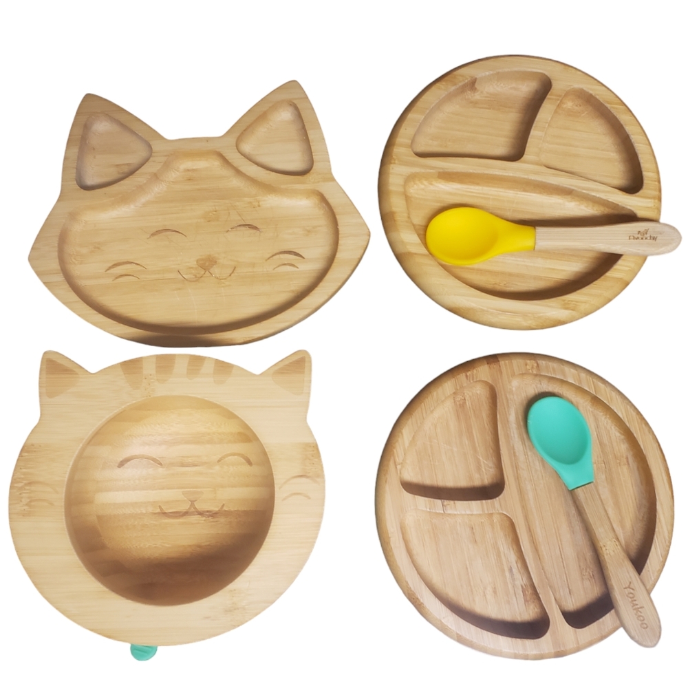 Bamboo kids plates , bowl and spoon's